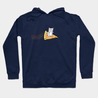 Pizza surfing Cat in Space Hoodie